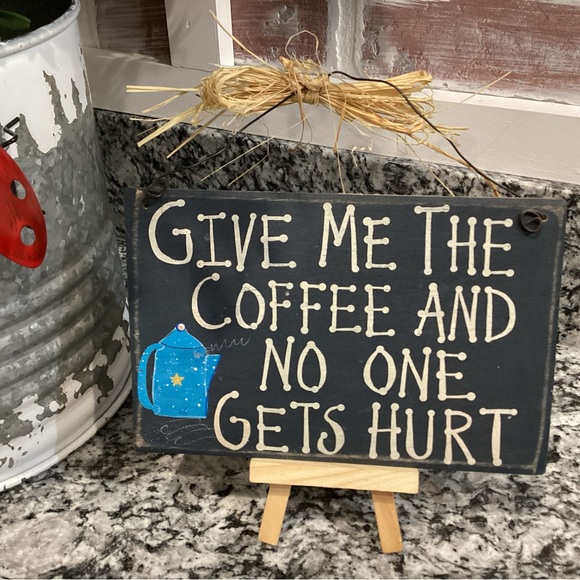 Other - Vintage - Real Wood Sign “Give Me The Coffee And No One Gets Hurt” - Cute